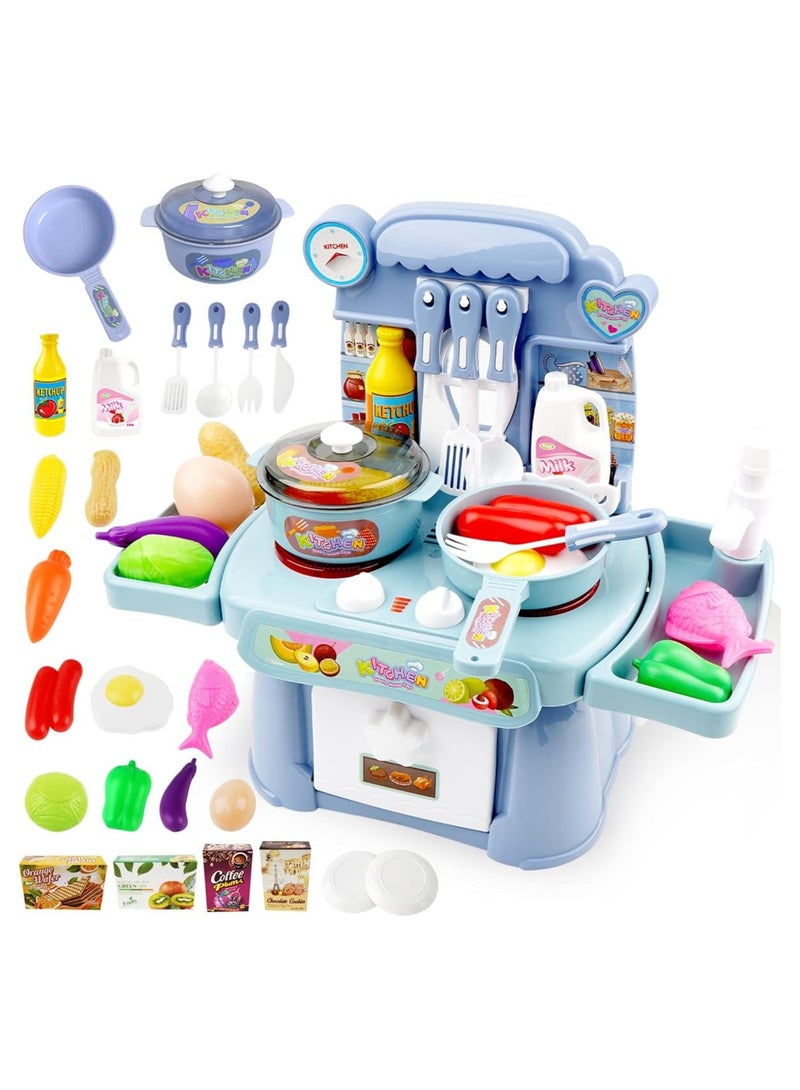 HaiLeTao Kitchen Toys Imitated Chef Light Music Pretend Cooking Food Play Dinnerware Set Safe Cute Children Girl Toy Gift Fun Game Toy Kitchen Sink with...